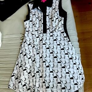 Betsy Johnson fit n flare dress black-and-white